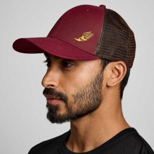 Saucony Adjustable Snap Back Trucker Hüte Herren Rot | SCHWEIZ GTVSN