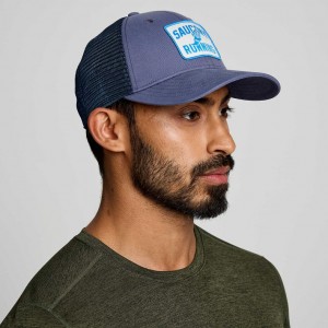 Saucony Adjustable Snap Back Trucker Hüte Herren Blau | SCHWEIZ FADQW