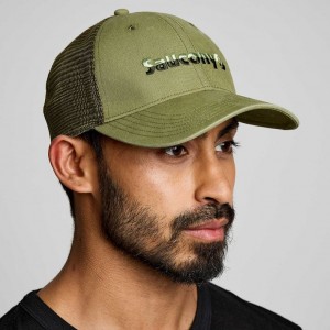 Saucony Adjustable Snap Back Trucker Hüte Herren Olivgrün | SCHWEIZ MODEV