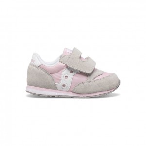 Saucony Baby Jazz Hook & Loop Sneaker Kleine Kinder Grau Rosa | SCHWEIZ DNJFZ