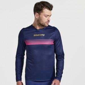 Saucony Elite Long Sleeve T-Shirt Herren Navy | SCHWEIZ HYIRJ