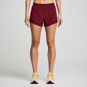 Saucony Outpace 3" Kurze Hose Damen Bordeaux | SCHWEIZ CBKLJ