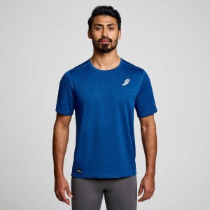 Saucony Stopwatch Graphic Kurzes Sleeve T-Shirt Herren Indigo | SCHWEIZ NUDOH