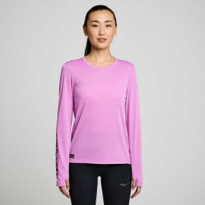 Saucony Stopwatch Graphic Long Sleeve T-Shirt Damen Lila | SCHWEIZ JRAWF