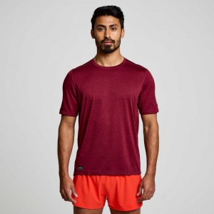 Saucony Stopwatch Kurzes Sleeve T-Shirt Herren Bordeaux | SCHWEIZ EWVUC