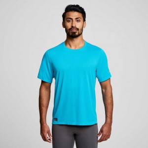 Saucony Stopwatch Kurzes Sleeve T-Shirt Herren Blau | SCHWEIZ PACWQ