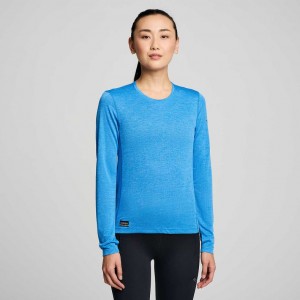 Saucony Stopwatch Long Sleeve T-Shirt Damen Blau | SCHWEIZ RYMKB