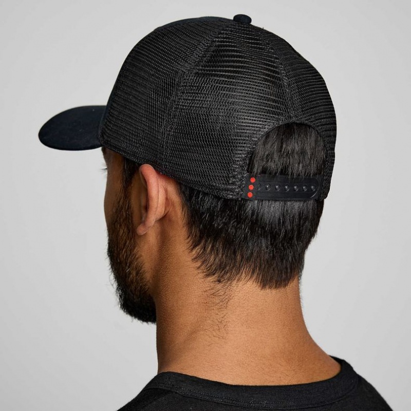 Saucony Adjustable Snap Back Trucker Hüte Herren Schwarz | SCHWEIZ RETFI