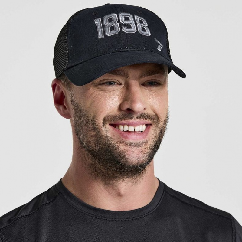 Saucony Adjustable Snap Back Trucker Hüte Herren Schwarz | SCHWEIZ AJOWZ