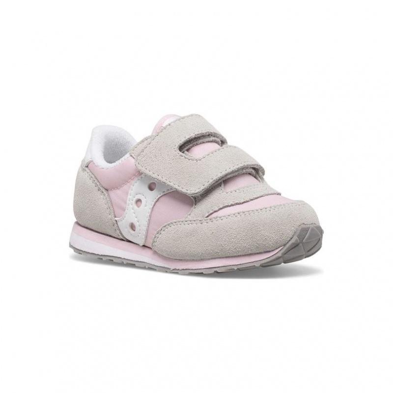 Saucony Baby Jazz Hook & Loop Sneaker Kleine Kinder Grau Rosa | SCHWEIZ DNJFZ