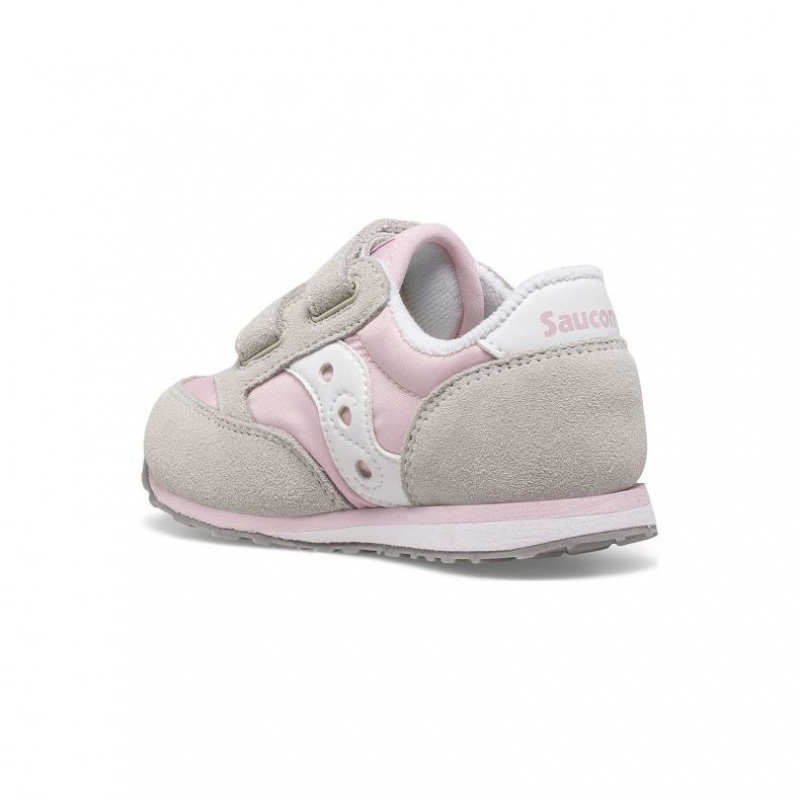 Saucony Baby Jazz Hook & Loop Sneaker Kleine Kinder Grau Rosa | SCHWEIZ DNJFZ