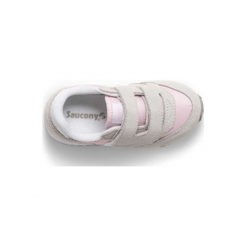 Saucony Baby Jazz Hook & Loop Sneaker Kleine Kinder Grau Rosa | SCHWEIZ DNJFZ