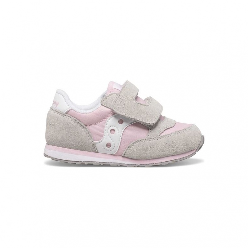 Saucony Baby Jazz Hook & Loop Sneaker Kleine Kinder Grau Rosa | SCHWEIZ DNJFZ