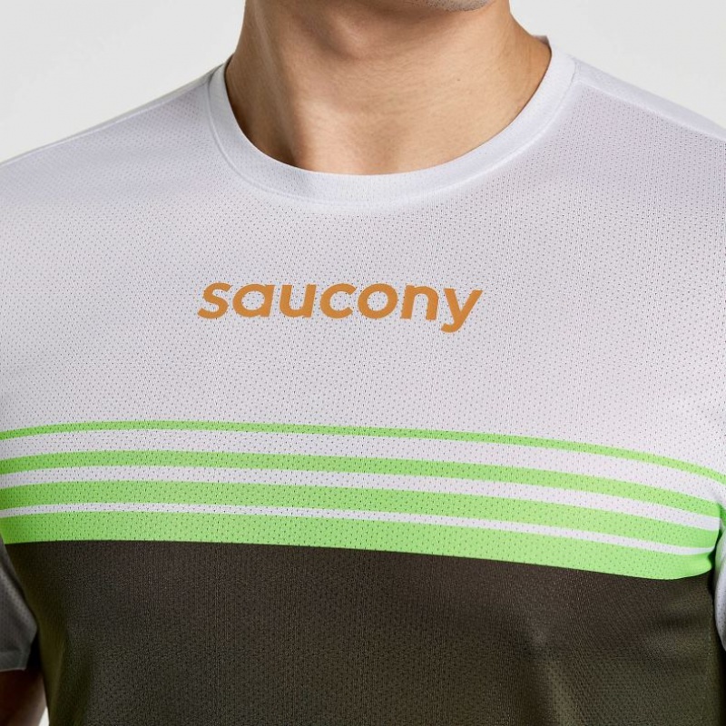 Saucony Elite Kurzes Sleeve T-Shirt Herren Weiß Schwarz | SCHWEIZ CBODU