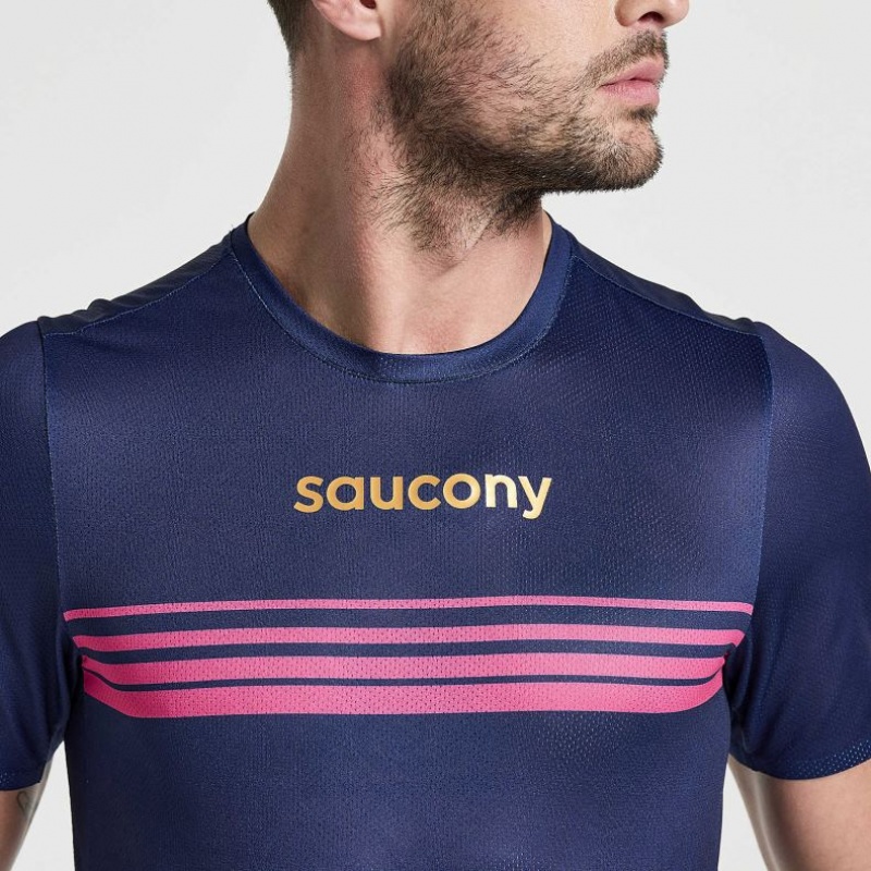 Saucony Elite Kurzes Sleeve T-Shirt Herren Navy | SCHWEIZ JAOCT