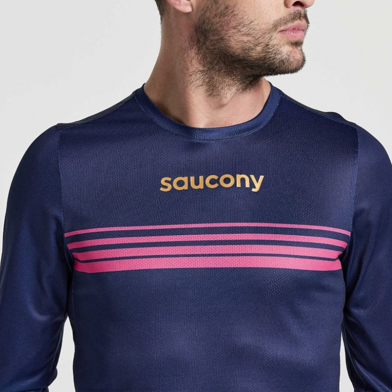 Saucony Elite Long Sleeve T-Shirt Herren Navy | SCHWEIZ HYIRJ