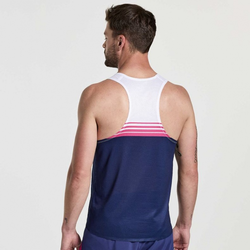 Saucony Elite Singlet Muskelshirt Herren Weiß Navy | SCHWEIZ MITCU