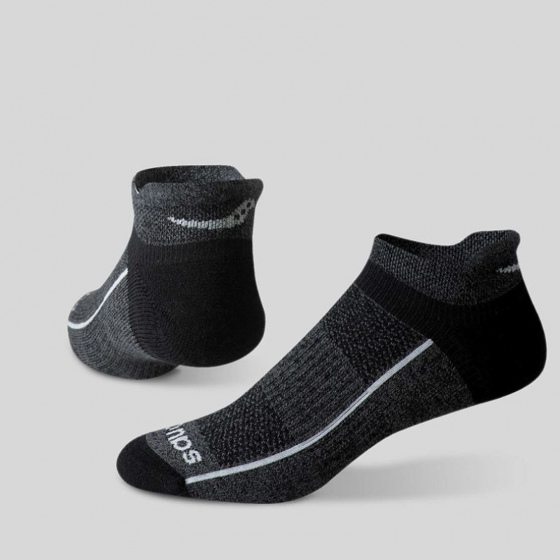 Saucony Inferno Merino Wool Blend No Show 3-Pack Socken Herren Schwarz Grau | SCHWEIZ ZQOYD