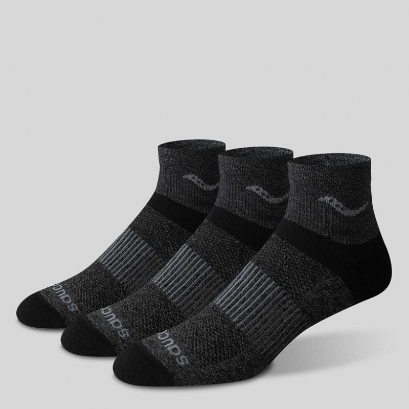 Saucony Inferno Merino Wool Blend Quarter 3-Pack Socken Herren Schwarz | SCHWEIZ KFTPU