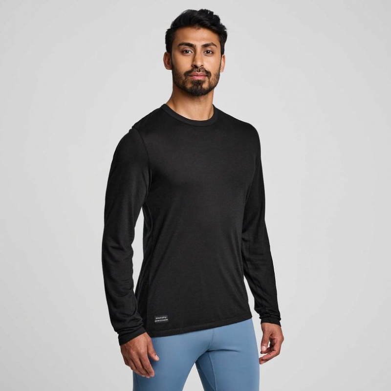 Saucony Peregrine Merino Long Sleeve T-Shirt Herren Schwarz | SCHWEIZ WTMYF