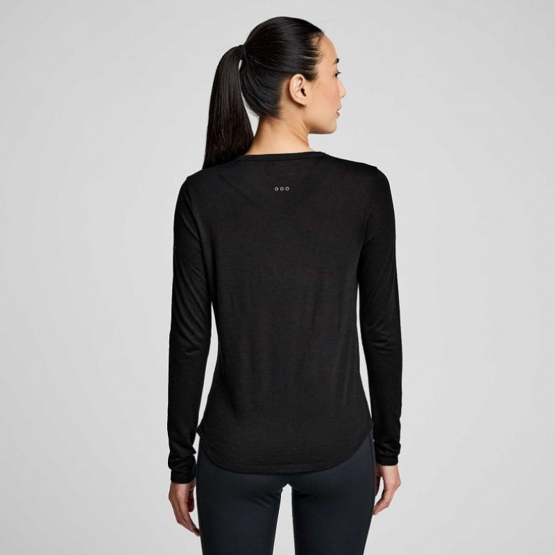 Saucony Peregrine Merino Long Sleeve T-Shirt Damen Schwarz | SCHWEIZ MPLYI