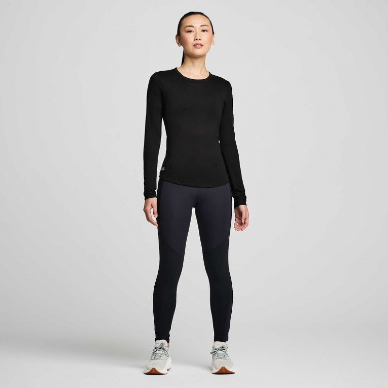 Saucony Peregrine Merino Long Sleeve T-Shirt Damen Schwarz | SCHWEIZ MPLYI