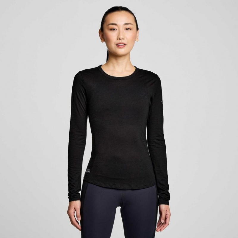 Saucony Peregrine Merino Long Sleeve T-Shirt Damen Schwarz | SCHWEIZ MPLYI