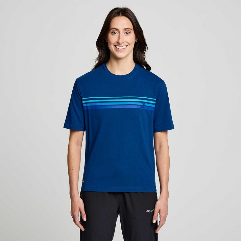 Saucony Recovery Kurzes Sleeve T-Shirt Damen Indigo | SCHWEIZ ILFXH