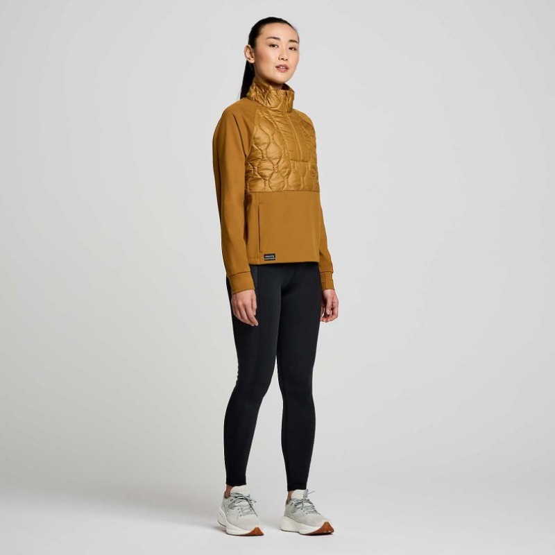 Saucony Solstice Oysterpuff 1/2 Zip Sweatshirt Damen Braun | SCHWEIZ NMBXR