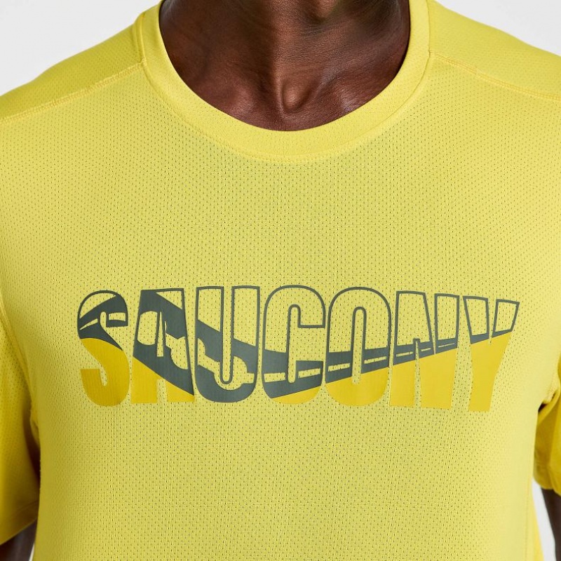 Saucony Stopwatch Graphic Kurzes Sleeve T-Shirt Herren Gelb | SCHWEIZ HEINJ