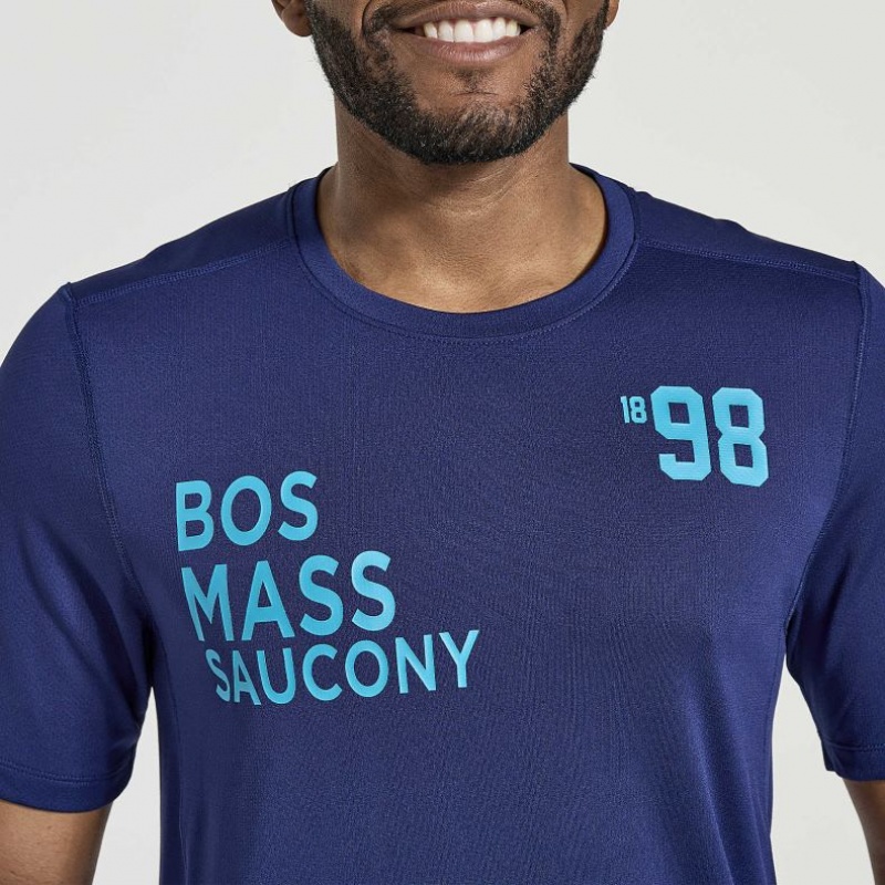 Saucony Stopwatch Graphic Kurzes Sleeve T-Shirt Herren Navy | SCHWEIZ TQZFS