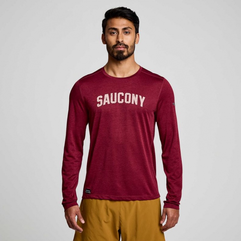 Saucony Stopwatch Graphic Long Sleeve T-Shirt Herren Rot | SCHWEIZ EYFDB