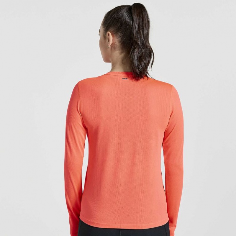 Saucony Stopwatch Graphic Long Sleeve T-Shirt Damen Orange | SCHWEIZ PXFHR