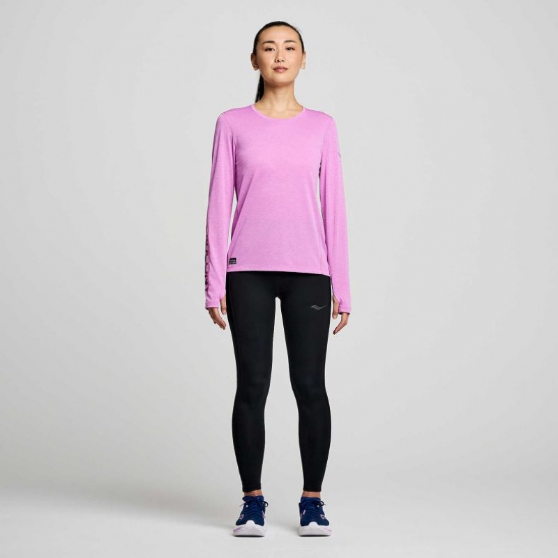 Saucony Stopwatch Graphic Long Sleeve T-Shirt Damen Lila | SCHWEIZ JRAWF