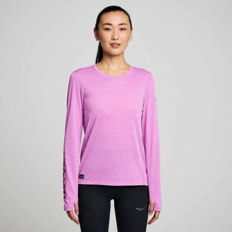 Saucony Stopwatch Graphic Long Sleeve T-Shirt Damen Lila | SCHWEIZ JRAWF