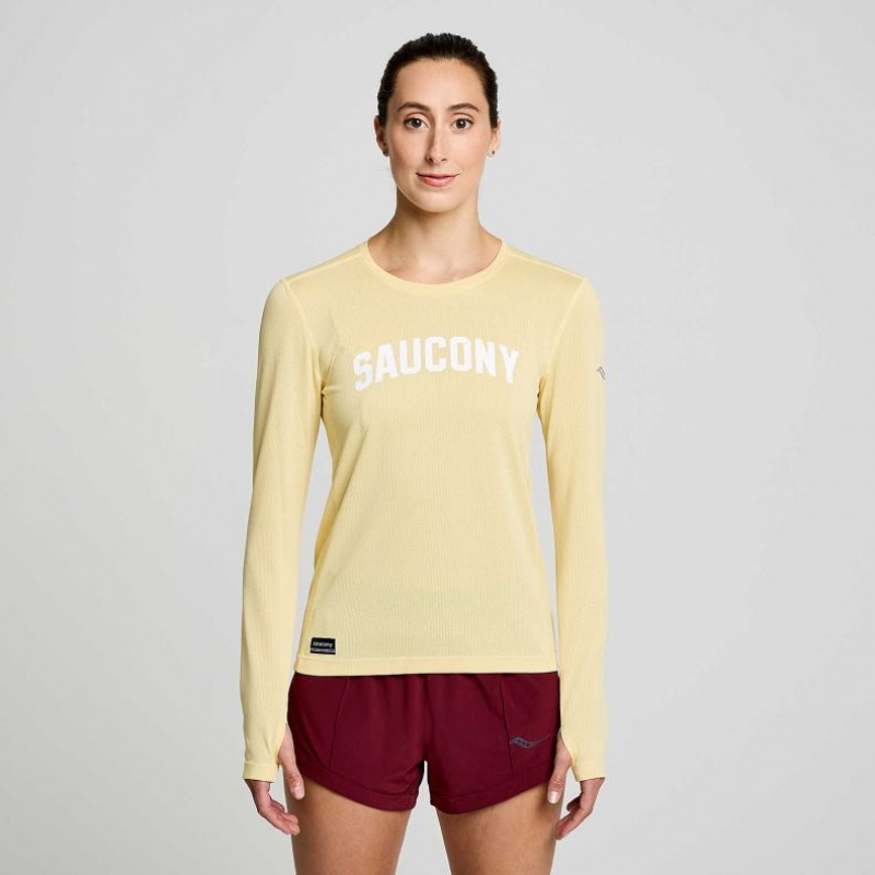 Saucony Stopwatch Graphic Long Sleeve T-Shirt Damen Gelb | SCHWEIZ ORGXN