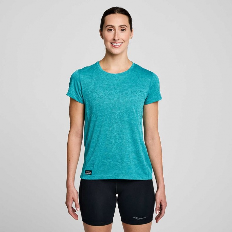 Saucony Stopwatch Kurzes Sleeve T-Shirt Damen Türkis | SCHWEIZ TQDEK