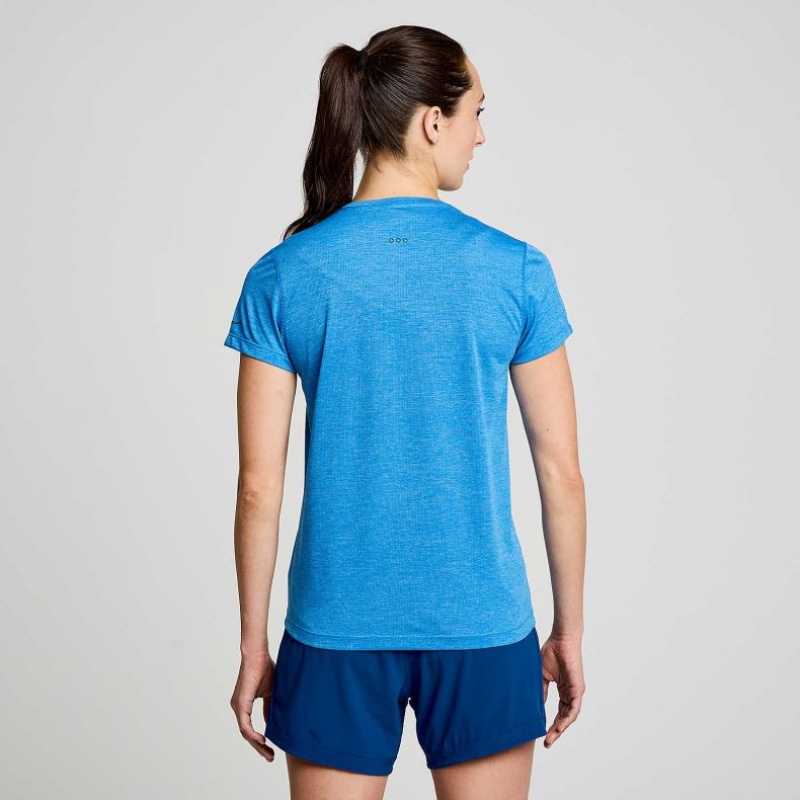 Saucony Stopwatch Kurzes Sleeve T-Shirt Damen Blau | SCHWEIZ XFCOS