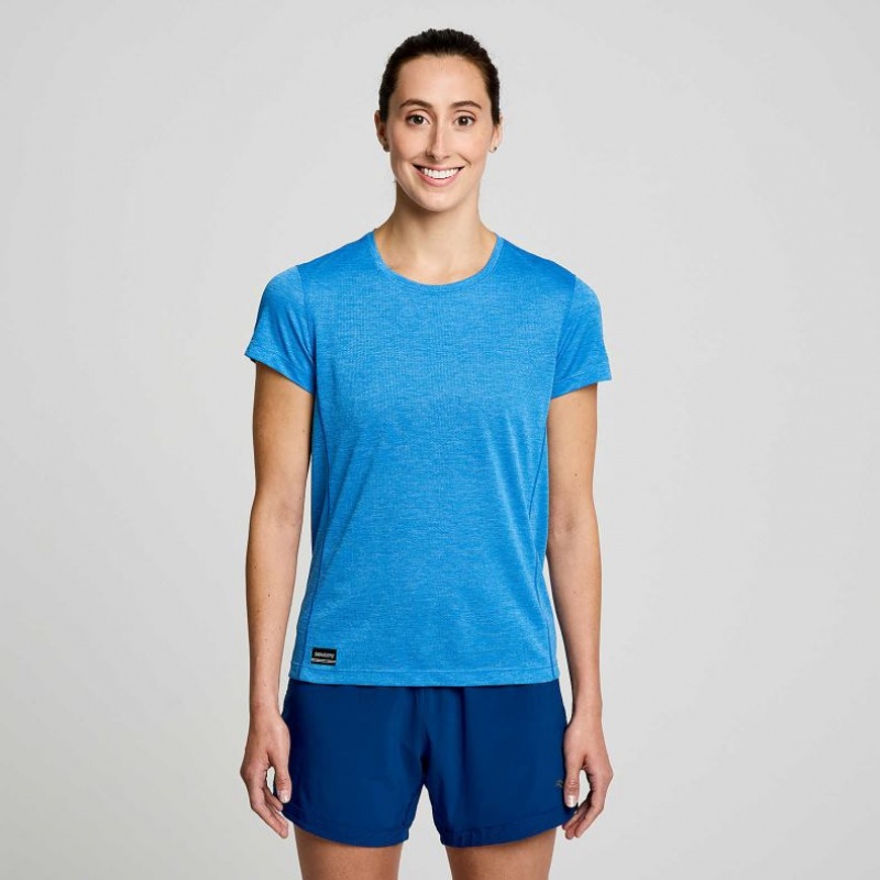 Saucony Stopwatch Kurzes Sleeve T-Shirt Damen Blau | SCHWEIZ XFCOS