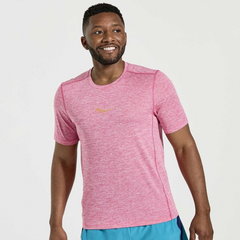 Saucony Stopwatch Kurzes Sleeve T-Shirt Herren Rosa | SCHWEIZ IAURV