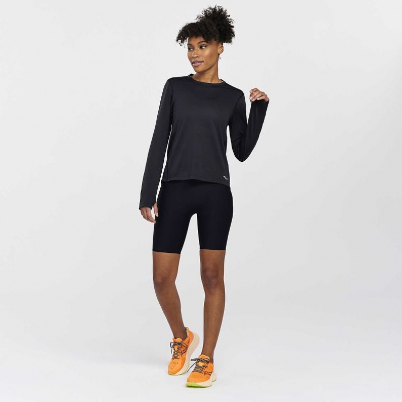 Saucony Stopwatch Long Sleeve T-Shirt Damen Schwarz | SCHWEIZ MCHWU