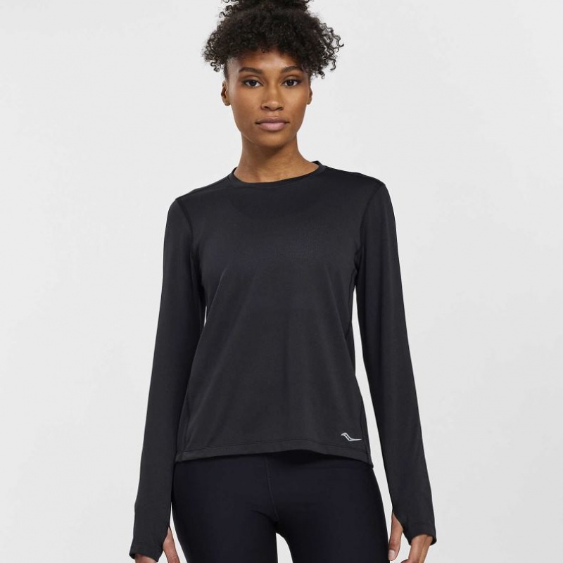 Saucony Stopwatch Long Sleeve T-Shirt Damen Schwarz | SCHWEIZ MCHWU