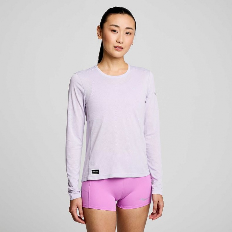 Saucony Stopwatch Long Sleeve T-Shirt Damen Lila | SCHWEIZ KAVIR