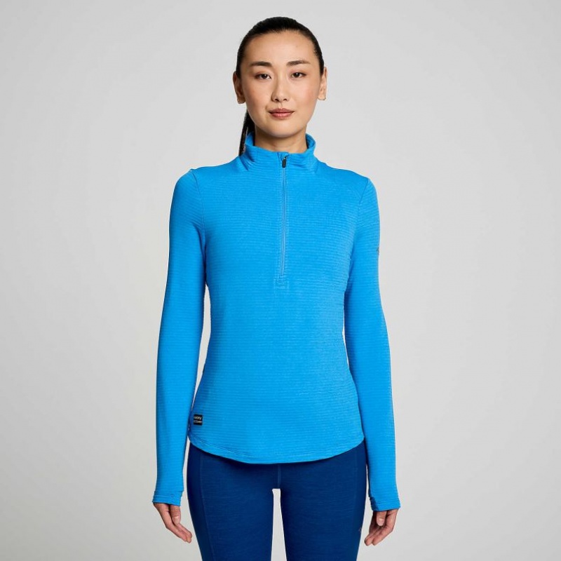 Saucony Triumph 3D 1/2 Zip Sweatshirt Damen Blau | SCHWEIZ QZYHT