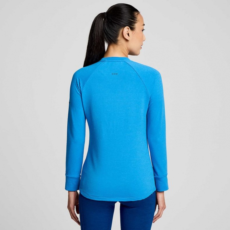 Saucony Triumph 3D Crew Sweatshirt Damen Blau | SCHWEIZ FBVWO