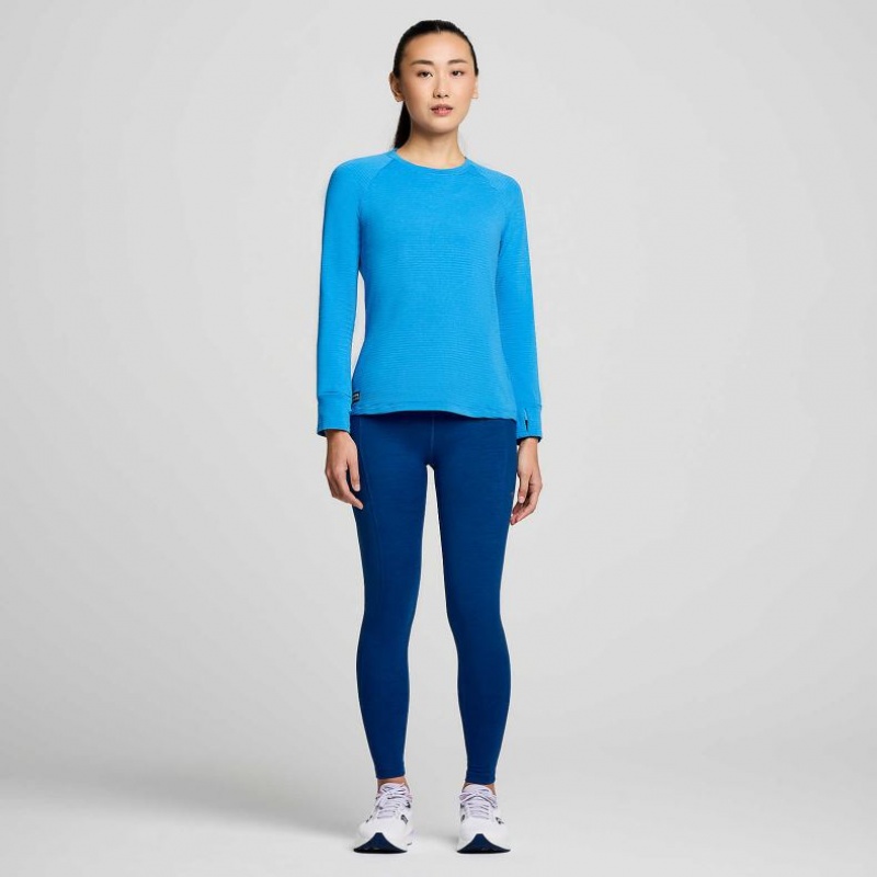 Saucony Triumph 3D Crew Sweatshirt Damen Blau | SCHWEIZ FBVWO