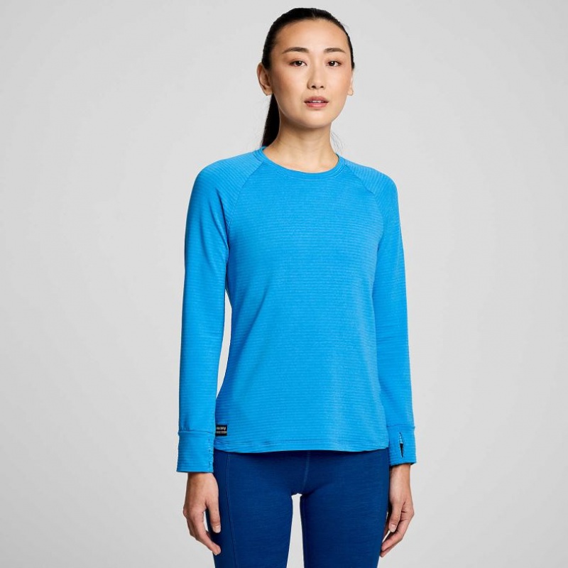 Saucony Triumph 3D Crew Sweatshirt Damen Blau | SCHWEIZ FBVWO